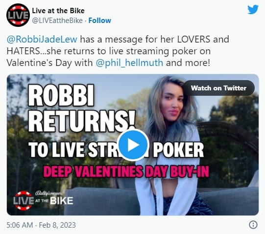 【EV扑克】作弊风波后，Robbi Jade Lew将在情人节再次回归直播扑克