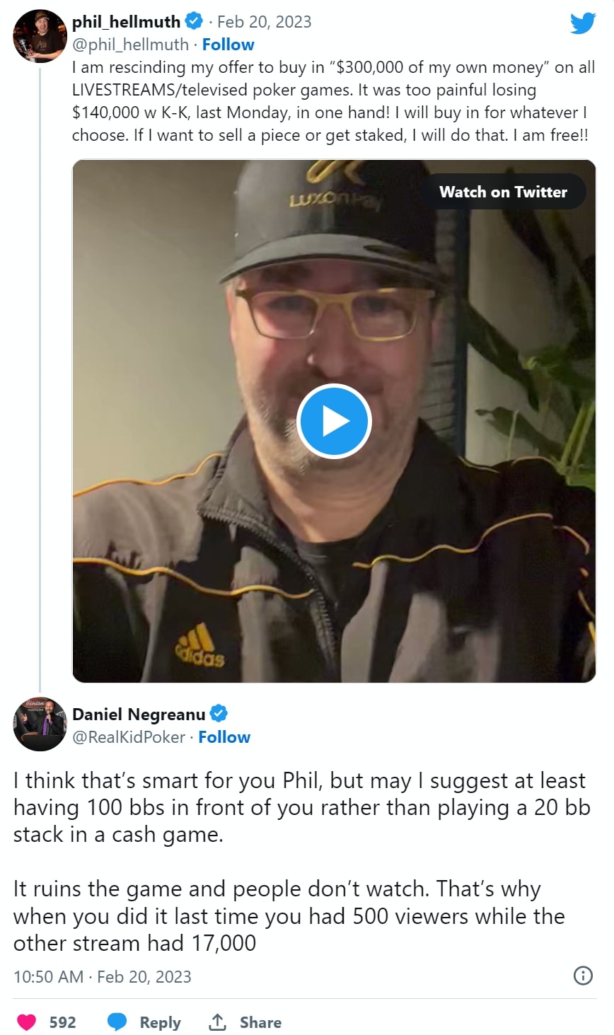 【EV 扑克】Phil Hellmuth 背弃在电视现金游戏中买入 30 万美元的承诺