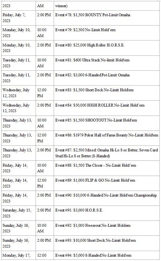 【EV 扑克】2023WSOP 完整赛程公布，终身主赛门票首次亮相！