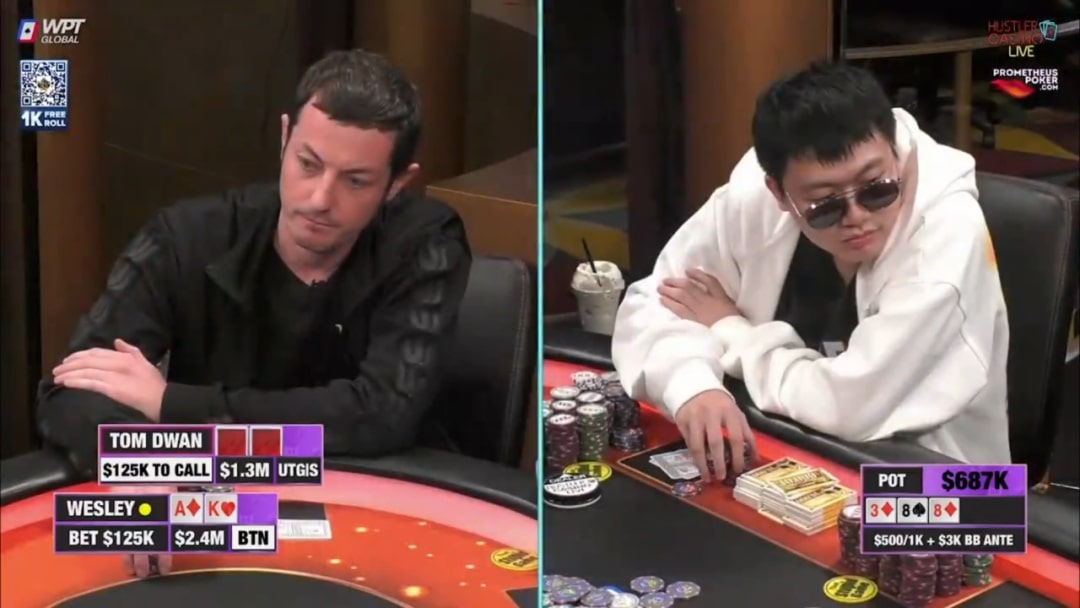 【EV 扑克】快看！Tom Dwan 大战 Wesley！打出$310 万超大底池！