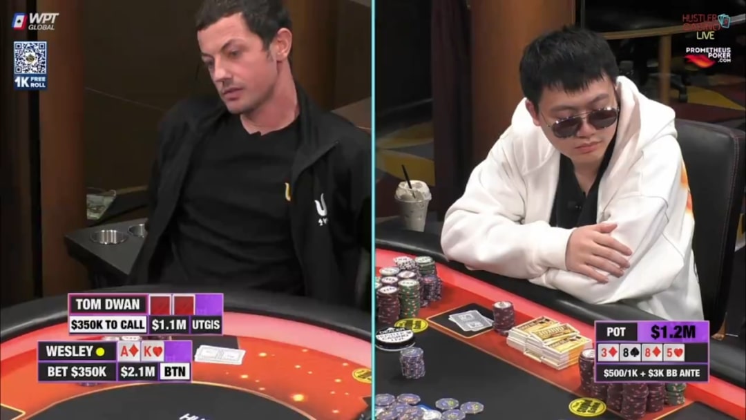 【EV扑克】快看！Tom Dwan大战Wesley！打出$310万超大底池！