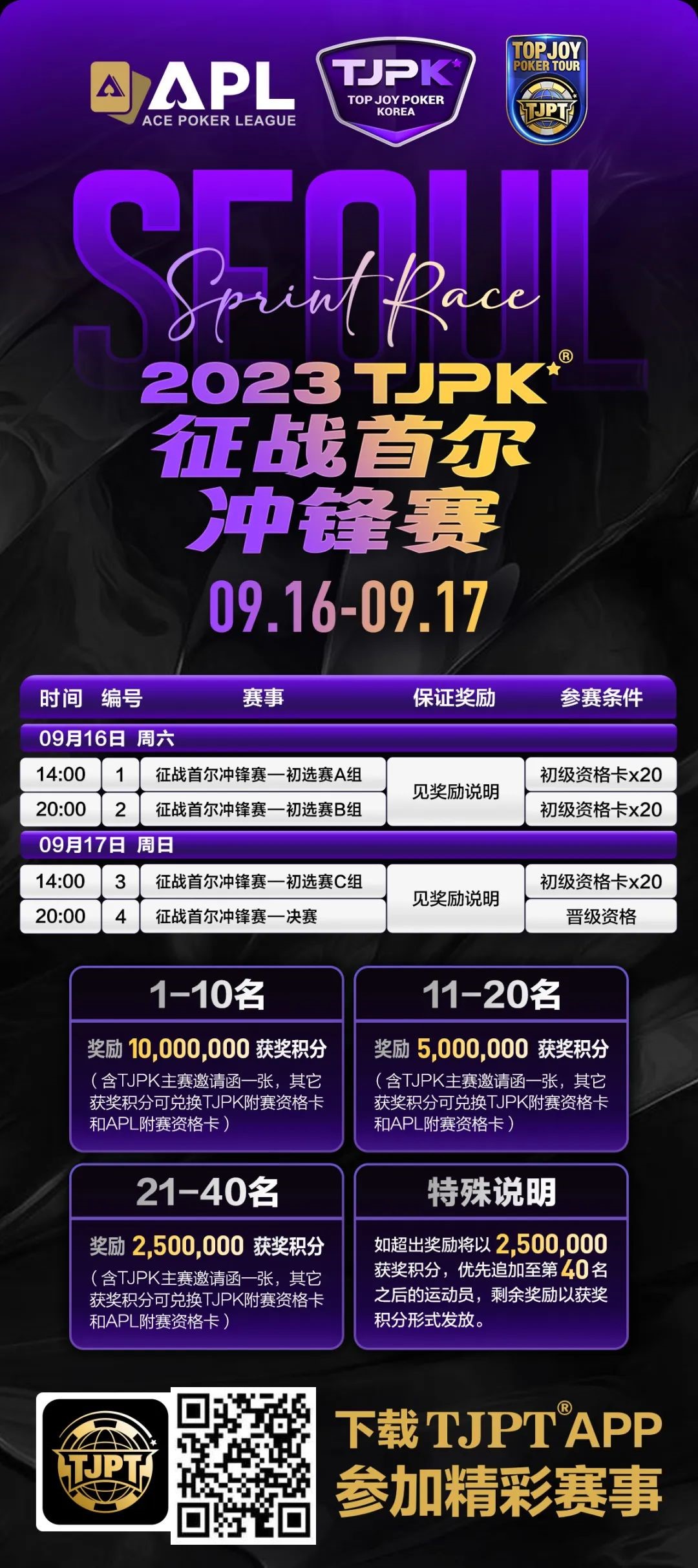 【APL扑克】在线选拔丨重头戏来了！2023TJPK®征战首尔冲锋赛将于9月16日至17日重磅开启！