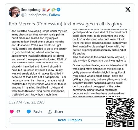 【EV扑克】趣闻 | 扑克玩家Rob Mercer承认为获得WSOP主赛事买入而谎称患癌