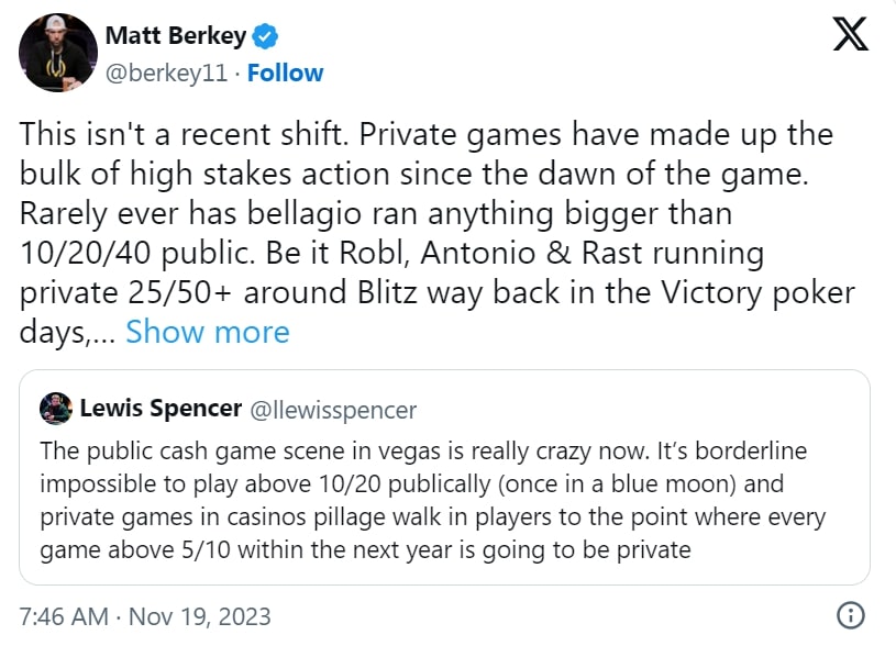 【EV撲克】Matt Berkey称私人游戏正在毁掉拉斯维加斯的cash游戏现场 巴西玩家因在BSOP百万大赛中私自添加记分牌而被禁赛