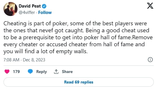 【EV扑克】高额桌常客David Peat：作弊是扑克游戏的一部分