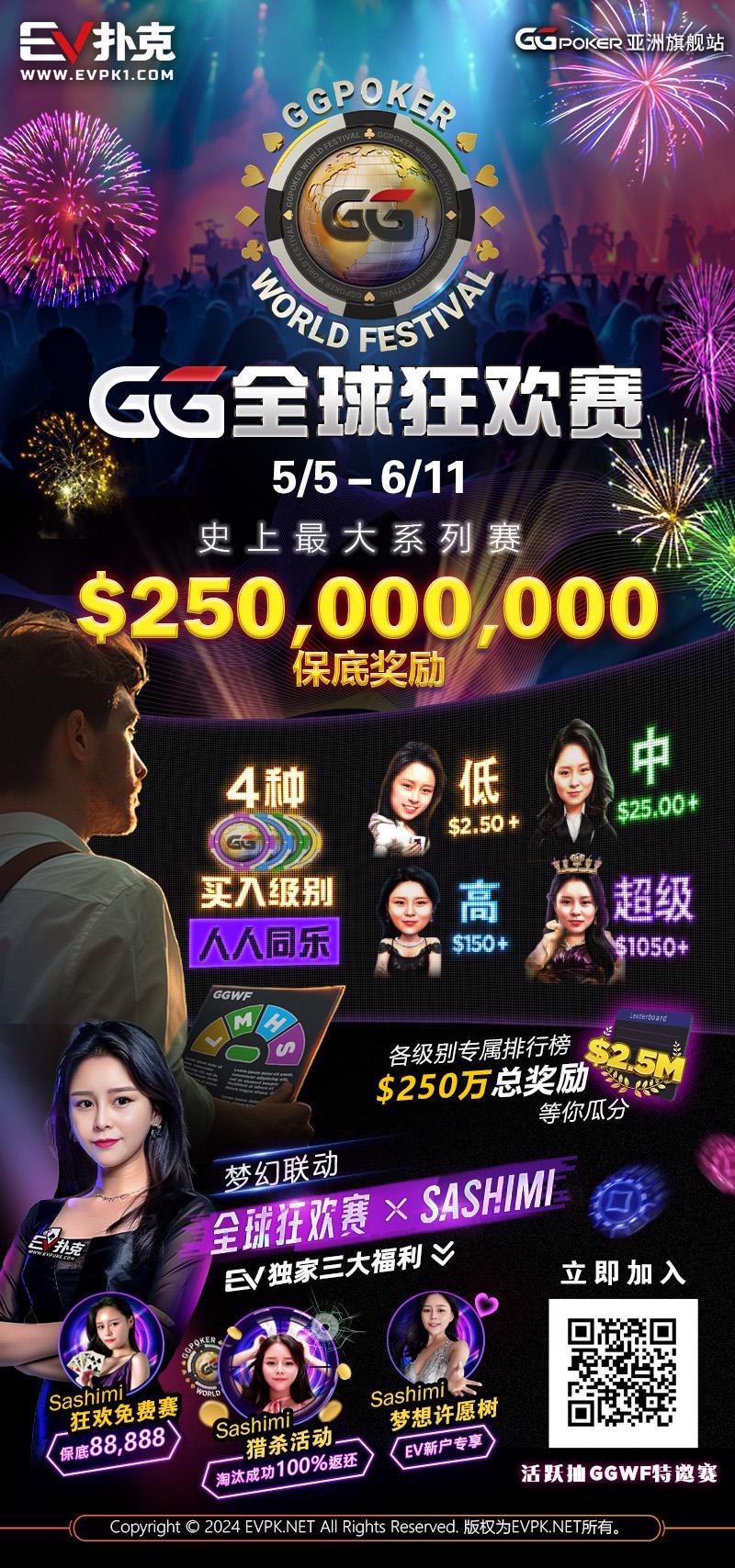 【EV扑克】推荐赛事：5/5-6/11 GG全球狂欢赛 史上最大系列赛
