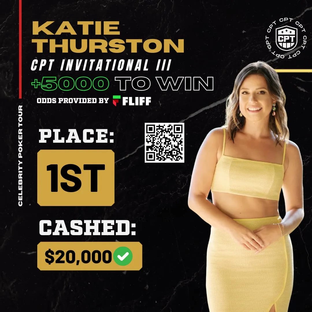 【EV 扑克】恋爱综艺《单身女郎》明星 Katie Thruston 获第三届名人扑克巡回邀请赛冠军