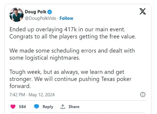 【EV扑克】狂亏40万刀，Doug Polk扑克室锦标赛主赛奖池没达到200万保底