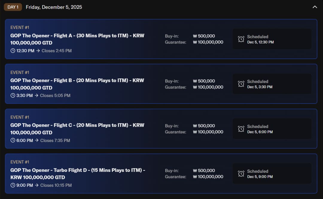 【EV扑克】诸神扑克 | 济州站12月5日-14日,系列赛全攻略
