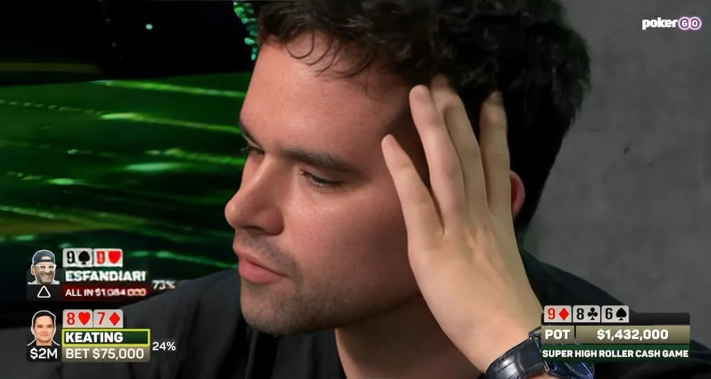 【EV扑克】244W刀超狂巨池！Alan Keating大战魔术师Antonio Esfandiari