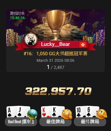 【EV扑克】喜报！中国选手Wang ZiQian勇夺WSOP金戒指大师赛冠军，刘亚运挺进百万豪客赛FT！